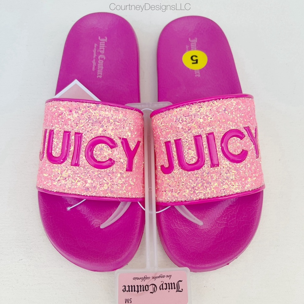 RARE- Juicy Couture Girl's Glitter Slides Size 5